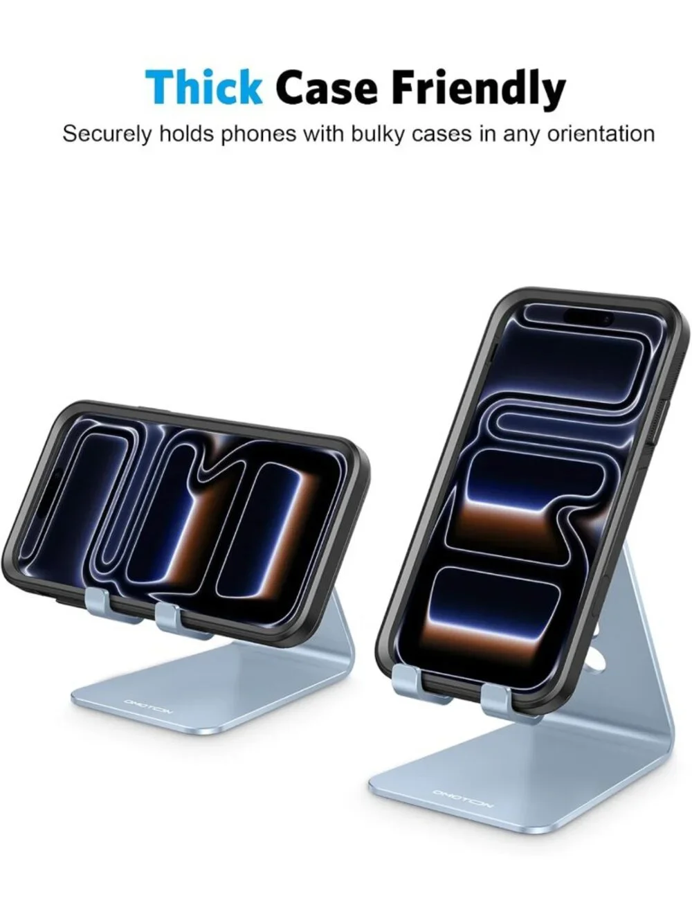 Adjustable Aluminum Cell Phone Stand, Anti-Slip Base, Convenient Charging Port